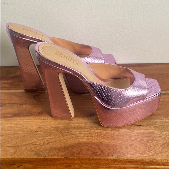 SCHUTZ Pink Platform Peep-Toe Shoes - Picture 7 of 13